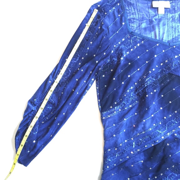 Dress Barn Blue Sequin top SZ S - Picture 5 of 7